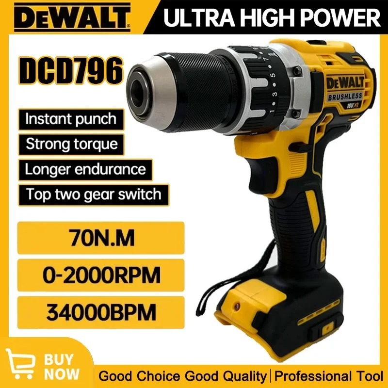 Cordless Drill Driver - Dewalt DCD796 Cordless Brushless Impact Drill