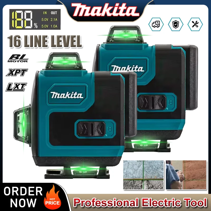 Power Tools Green Color - Makita 16-Line Cross Level 360 Horizontal