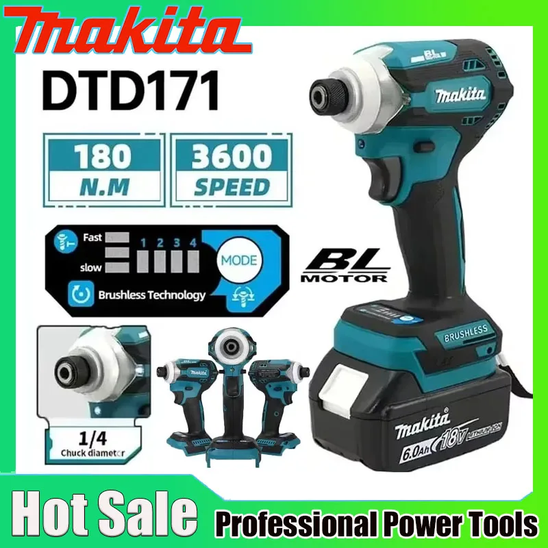 Cordless Drill Driver - Makita DTD171 Brushless Impact Driver Rechargeable