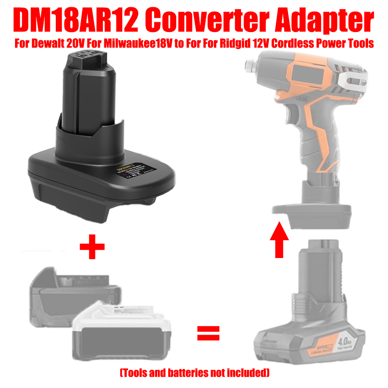 Power Tools Ridgid - HAKSINKY Battery Adapter DM18AR12 for Dewalt/Milwaukee18V