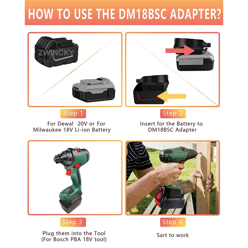 Battery Adapter For Bosch/Dewa - Power Tools Green Color recension och pris